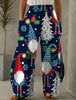 Christmas Tree Navy Blue Print Casual Pants
