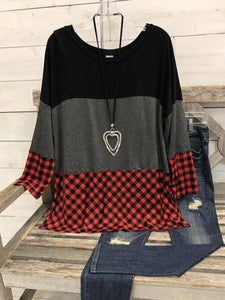 Red Casual Long Sleeve Checkered/plaid Shirts & Tops