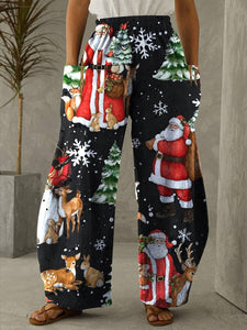Christmas Santa Claus Print Casual Pants