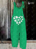 St. Patrick's Day Shamrock Print Green Jumpsuit