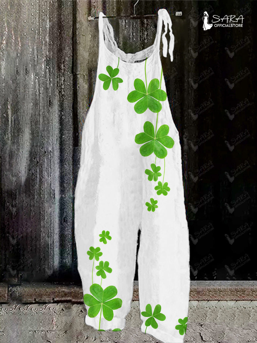 St. Patrick's Day Women's Vintage Print Casual Jumpsuit