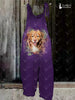 Women's Golden Retriever Print Purple Jumpsuit