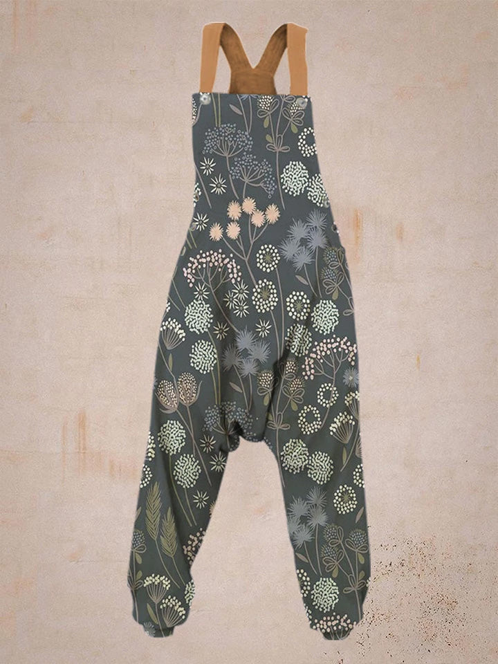 Women's Dandelion Print Sleeveless Harem Jumpsuit