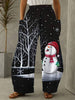 Christmas snowman Print Casual Pants